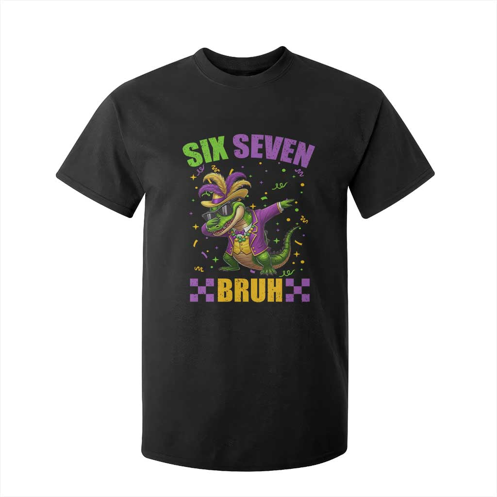 Funny 67 Mardi Gras Alligator T Shirt For Kid Six Seven Bruh Mardigator Dabbing Crocodile TS11 Black Print Your Wear