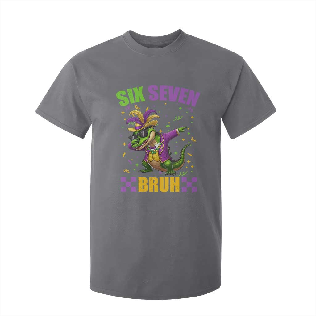 Funny 67 Mardi Gras Alligator T Shirt For Kid Six Seven Bruh Mardigator Dabbing Crocodile TS11 Charcoal Print Your Wear