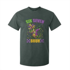 Funny 67 Mardi Gras Alligator T Shirt For Kid Six Seven Bruh Mardigator Dabbing Crocodile TS11 Dark Forest Green Print Your Wear