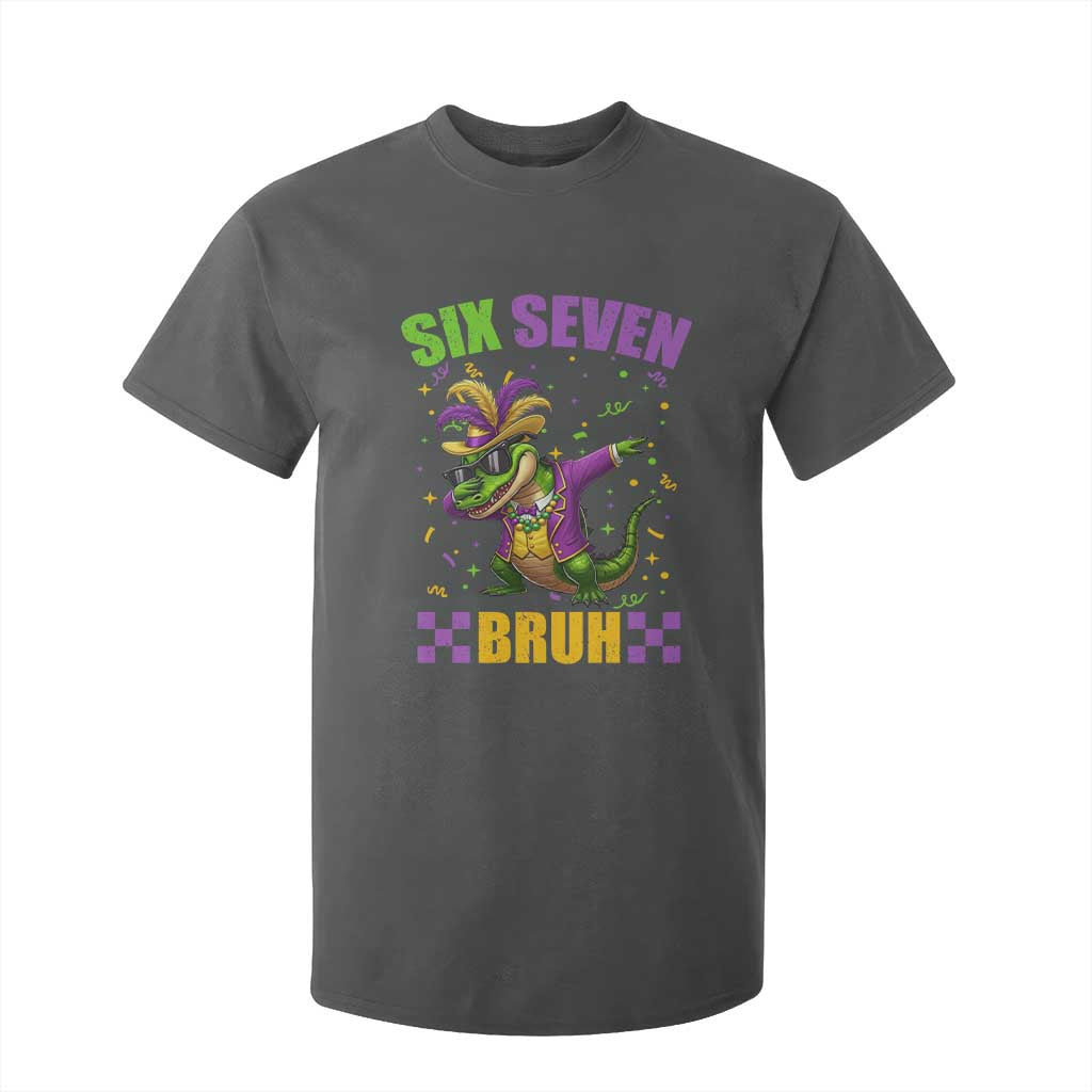 Funny 67 Mardi Gras Alligator T Shirt For Kid Six Seven Bruh Mardigator Dabbing Crocodile TS11 Dark Heather Print Your Wear