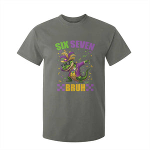 Funny 67 Mardi Gras Alligator T Shirt For Kid Six Seven Bruh Mardigator Dabbing Crocodile TS11 Military Green Print Your Wear