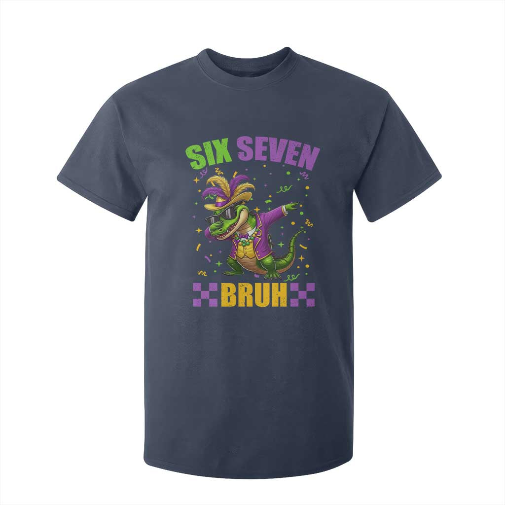 Funny 67 Mardi Gras Alligator T Shirt For Kid Six Seven Bruh Mardigator Dabbing Crocodile TS11 Navy Print Your Wear