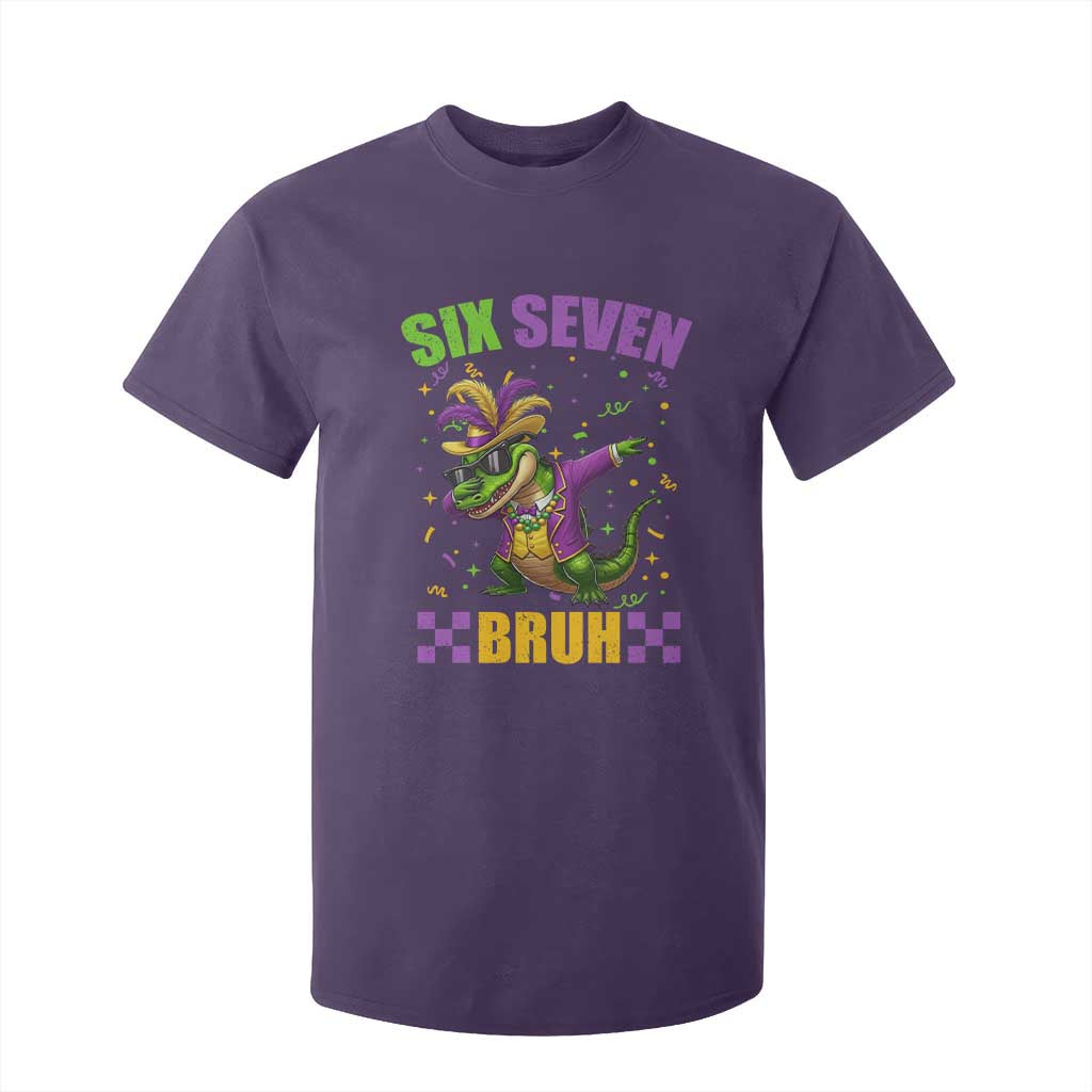 Funny 67 Mardi Gras Alligator T Shirt For Kid Six Seven Bruh Mardigator Dabbing Crocodile TS11 Purple Print Your Wear