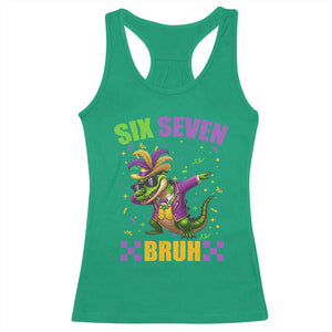 Funny 67 Mardi Gras Alligator Racerback Tank Top Six Seven Bruh Mardigator Dabbing Crocodile TS11 Irish Green Print Your Wear