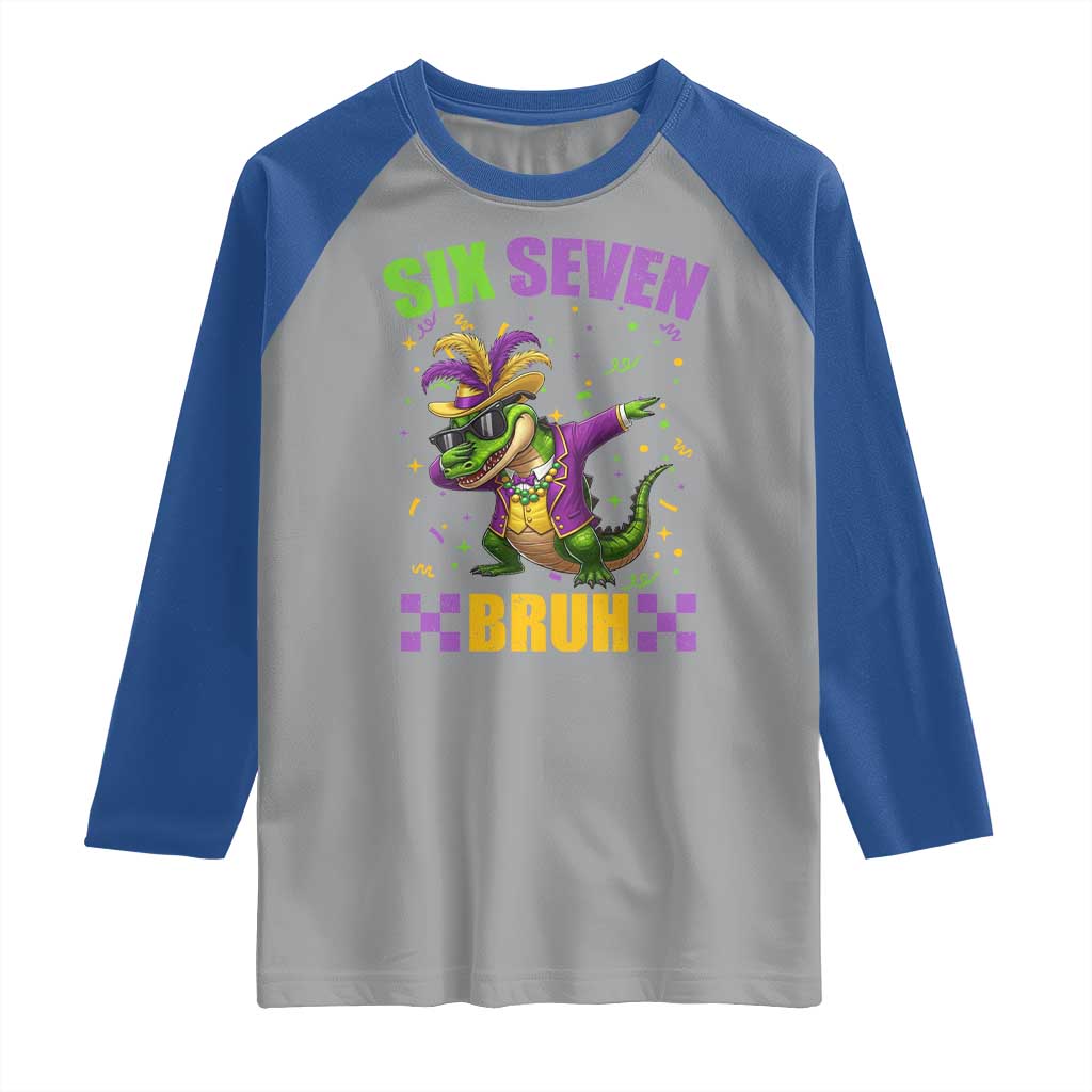 Funny 67 Mardi Gras Alligator Raglan Shirt Six Seven Bruh Mardigator Dabbing Crocodile TS11 Sport Gray Royal Print Your Wear