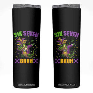 Funny 67 Mardi Gras Alligator Skinny Tumbler Six Seven Bruh Mardigator Dabbing Crocodile TS11 Black Print Your Wear