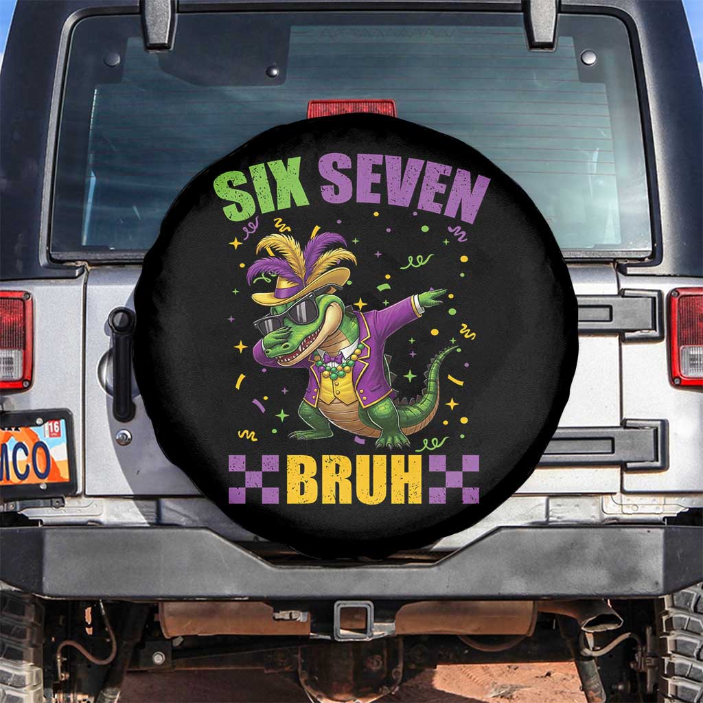 Funny 67 Mardi Gras Alligator Spare Tire Cover Six Seven Bruh Mardigator Dabbing Crocodile TS11 No hole Black Print Your Wear