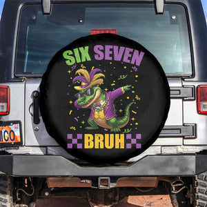 Funny 67 Mardi Gras Alligator Spare Tire Cover Six Seven Bruh Mardigator Dabbing Crocodile TS11 No hole Black Print Your Wear