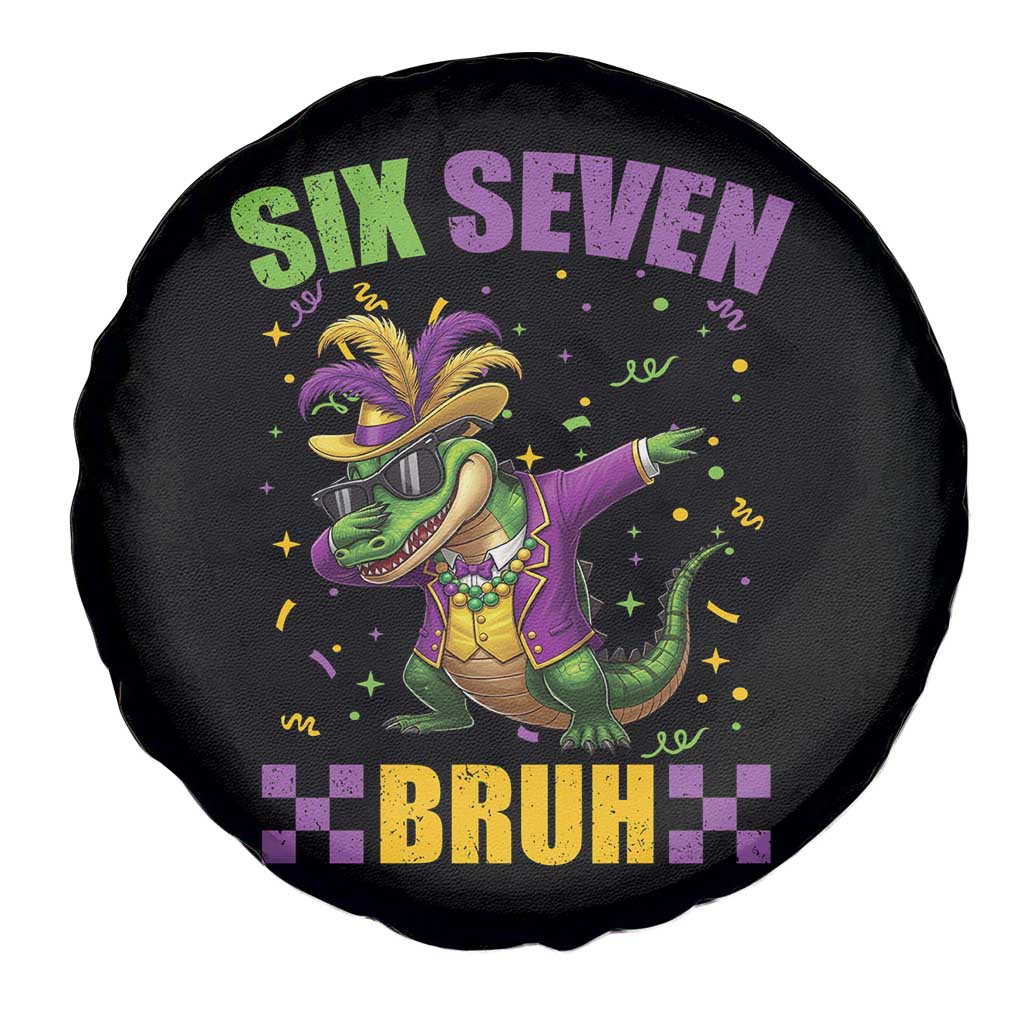 Funny 67 Mardi Gras Alligator Spare Tire Cover Six Seven Bruh Mardigator Dabbing Crocodile TS11 Print Your Wear