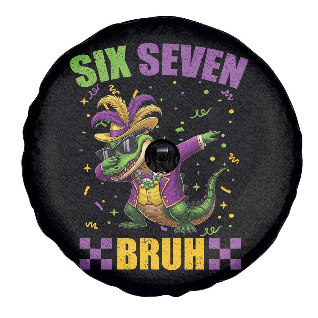 Funny 67 Mardi Gras Alligator Spare Tire Cover Six Seven Bruh Mardigator Dabbing Crocodile TS11 Print Your Wear