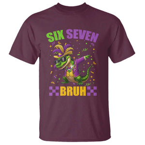 Funny 67 Mardi Gras Alligator T Shirt Six Seven Bruh Mardigator Dabbing Crocodile TS11 Maroon Print Your Wear