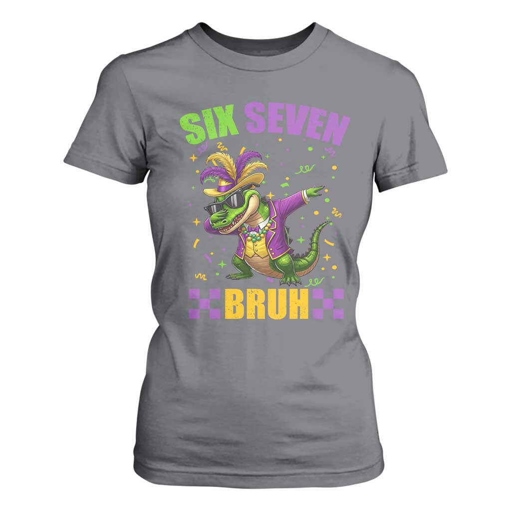 Funny 67 Mardi Gras Alligator T Shirt For Women Six Seven Bruh Mardigator Dabbing Crocodile TS11 Charcoal Print Your Wear