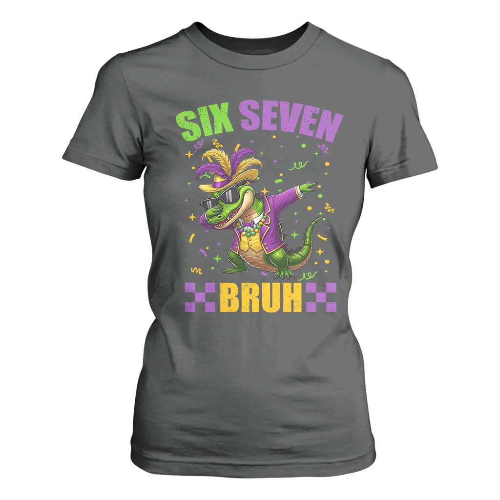 Funny 67 Mardi Gras Alligator T Shirt For Women Six Seven Bruh Mardigator Dabbing Crocodile TS11 Dark Heather Print Your Wear