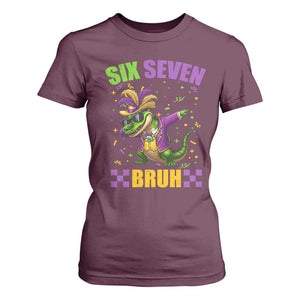 Funny 67 Mardi Gras Alligator T Shirt For Women Six Seven Bruh Mardigator Dabbing Crocodile TS11 Maroon Print Your Wear