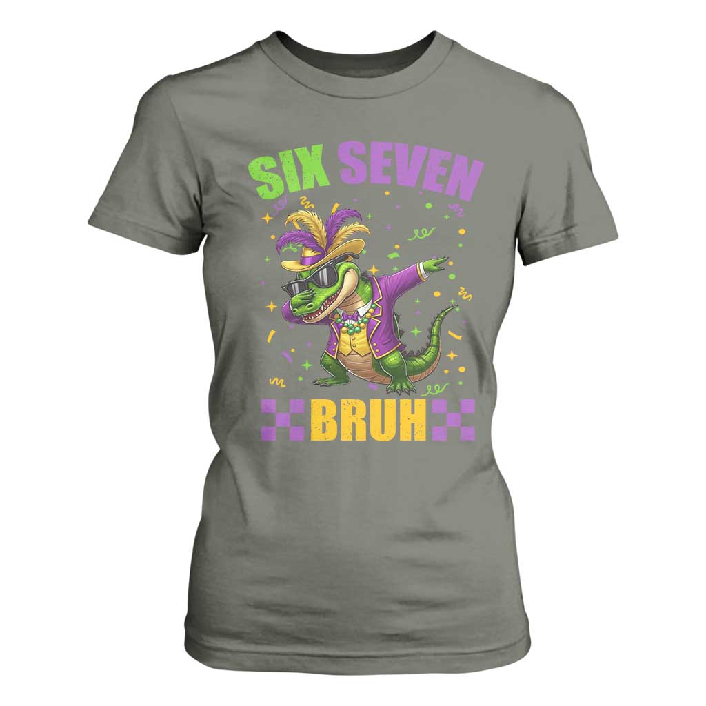Funny 67 Mardi Gras Alligator T Shirt For Women Six Seven Bruh Mardigator Dabbing Crocodile TS11 Military Green Print Your Wear