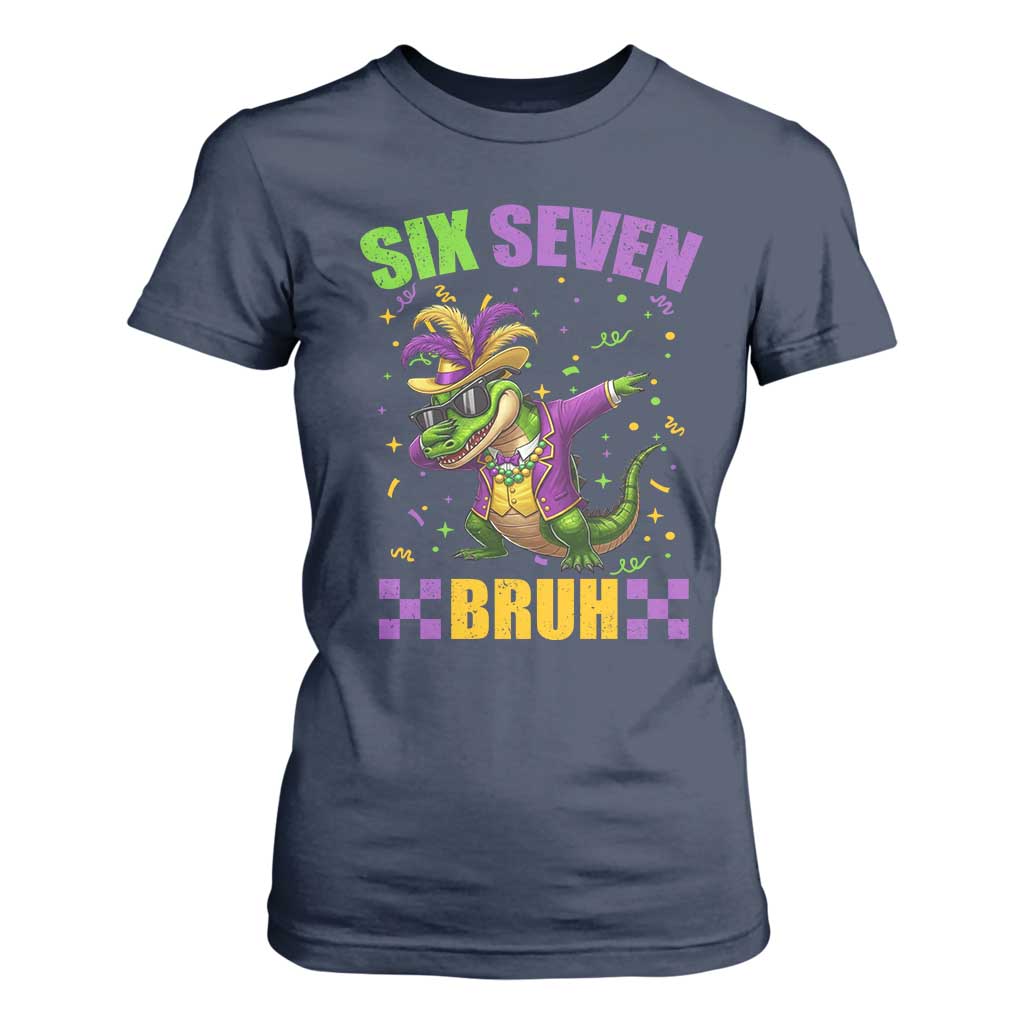 Funny 67 Mardi Gras Alligator T Shirt For Women Six Seven Bruh Mardigator Dabbing Crocodile TS11 Navy Print Your Wear