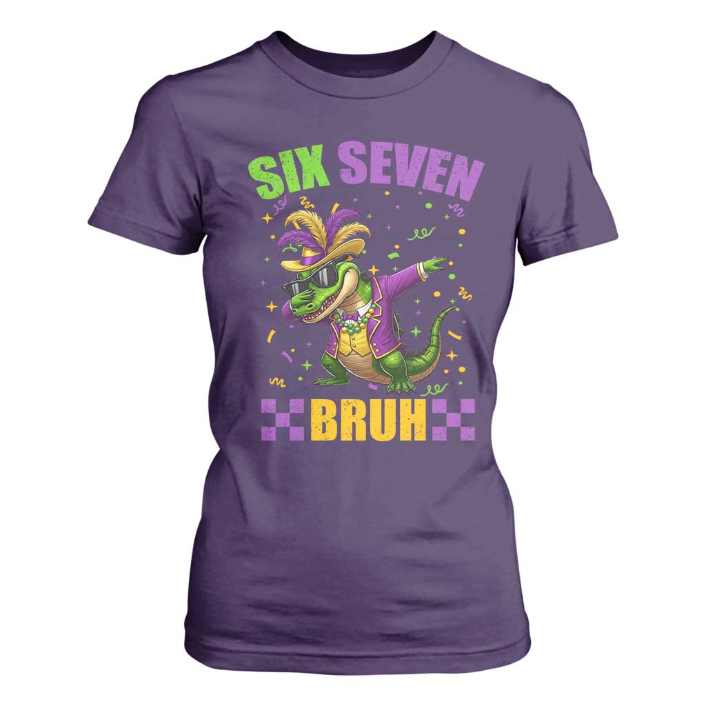 Funny 67 Mardi Gras Alligator T Shirt For Women Six Seven Bruh Mardigator Dabbing Crocodile TS11 Purple Print Your Wear