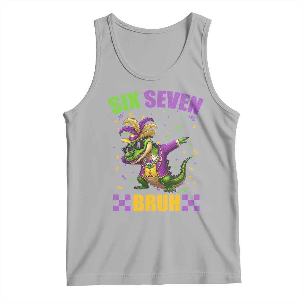 Funny 67 Mardi Gras Alligator Tank Top Six Seven Bruh Mardigator Dabbing Crocodile TS11 Athletic Heather Print Your Wear