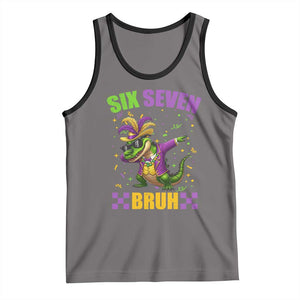 Funny 67 Mardi Gras Alligator Tank Top Six Seven Bruh Mardigator Dabbing Crocodile TS11 Deep Heather Black Print Your Wear