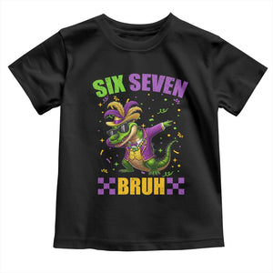 Funny 67 Mardi Gras Alligator Toddler T Shirt Six Seven Bruh Mardigator Dabbing Crocodile TS11 Black Print Your Wear