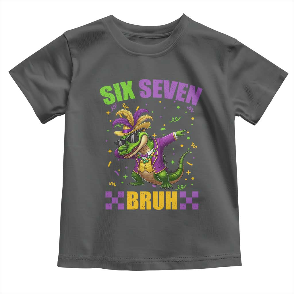 Funny 67 Mardi Gras Alligator Toddler T Shirt Six Seven Bruh Mardigator Dabbing Crocodile TS11 Dark Heather Print Your Wear
