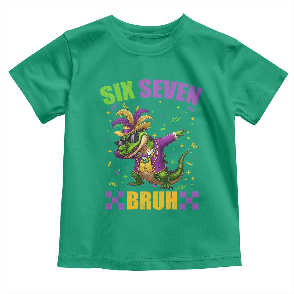 Funny 67 Mardi Gras Alligator Toddler T Shirt Six Seven Bruh Mardigator Dabbing Crocodile TS11 Irish Green Print Your Wear