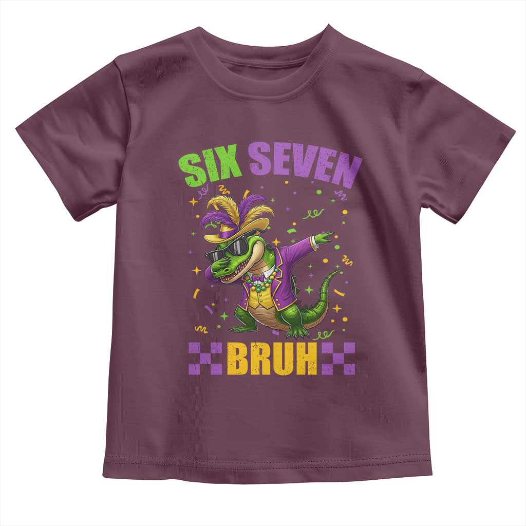 Funny 67 Mardi Gras Alligator Toddler T Shirt Six Seven Bruh Mardigator Dabbing Crocodile TS11 Maroon Print Your Wear