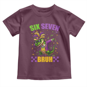 Funny 67 Mardi Gras Alligator Toddler T Shirt Six Seven Bruh Mardigator Dabbing Crocodile TS11 Maroon Print Your Wear