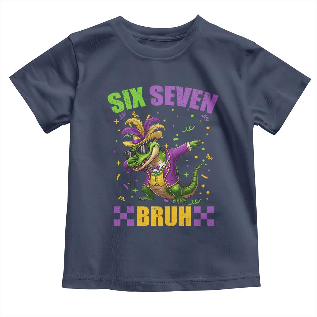 Funny 67 Mardi Gras Alligator Toddler T Shirt Six Seven Bruh Mardigator Dabbing Crocodile TS11 Navy Print Your Wear