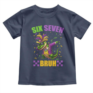 Funny 67 Mardi Gras Alligator Toddler T Shirt Six Seven Bruh Mardigator Dabbing Crocodile TS11 Navy Print Your Wear