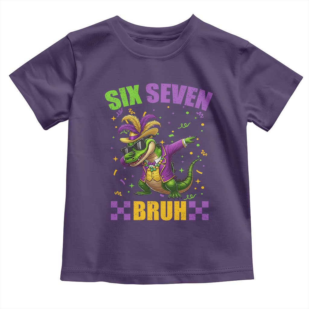 Funny 67 Mardi Gras Alligator Toddler T Shirt Six Seven Bruh Mardigator Dabbing Crocodile TS11 Purple Print Your Wear