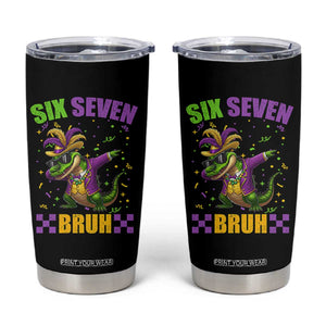 Funny 67 Mardi Gras Alligator Tumbler Cup Six Seven Bruh Mardigator Dabbing Crocodile TS11 Black Print Your Wear