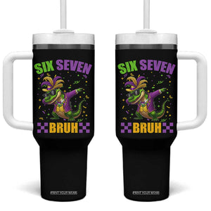 Funny 67 Mardi Gras Alligator Tumbler With Handle Six Seven Bruh Mardigator Dabbing Crocodile TS11 One Size: 40 oz Black Print Your Wear