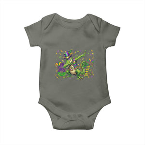 Funny Dabbing Alligator 67 Mardi Gras Six Seven Meme Baby Onesie TS11 Military Green Print Your Wear