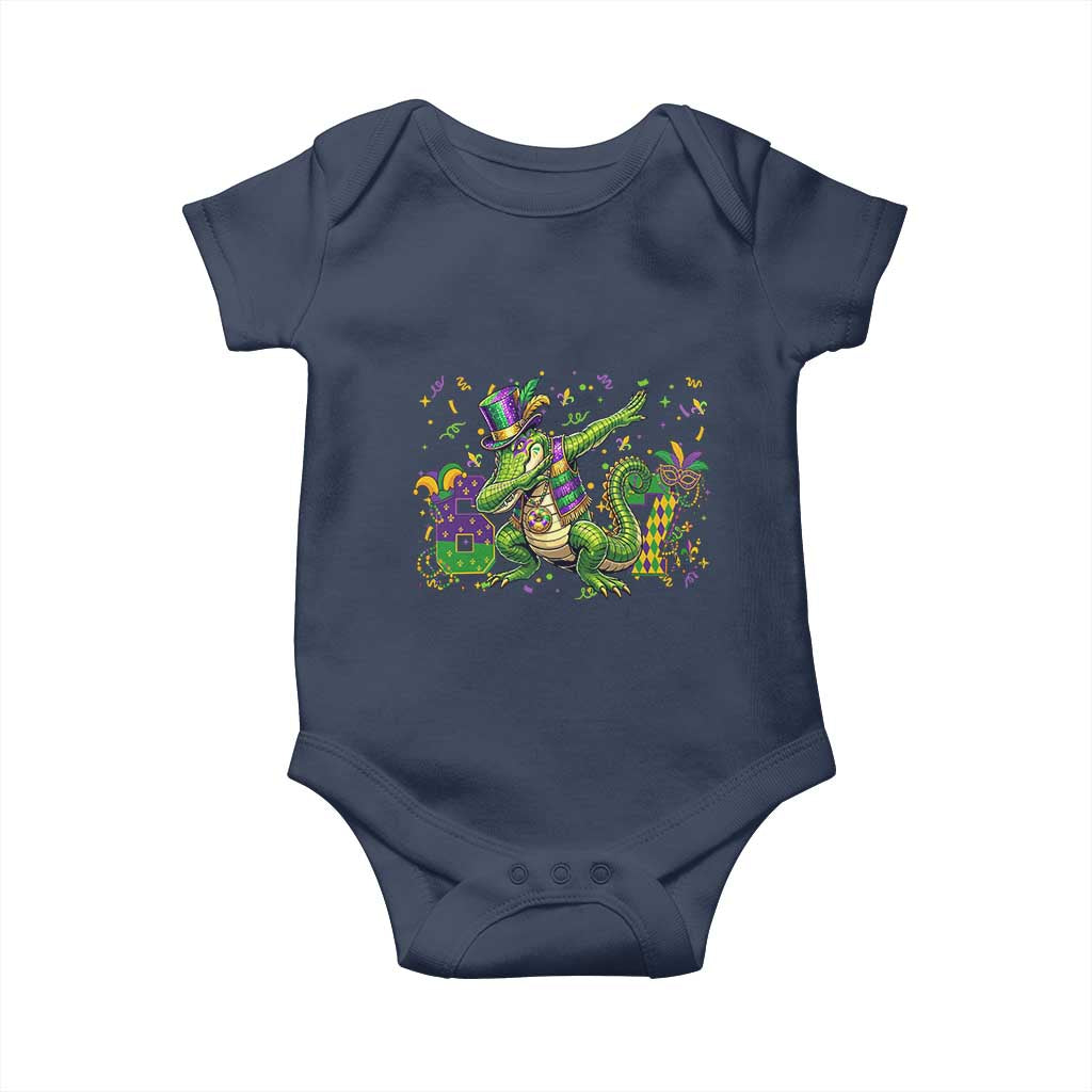 Funny Dabbing Alligator 67 Mardi Gras Six Seven Meme Baby Onesie TS11 Navy Print Your Wear