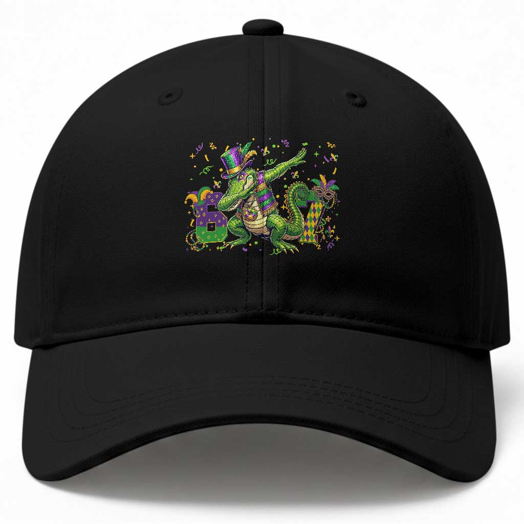 Funny Dabbing Alligator 67 Mardi Gras Six Seven Meme Baseball Cap TS11 Print Your Wear