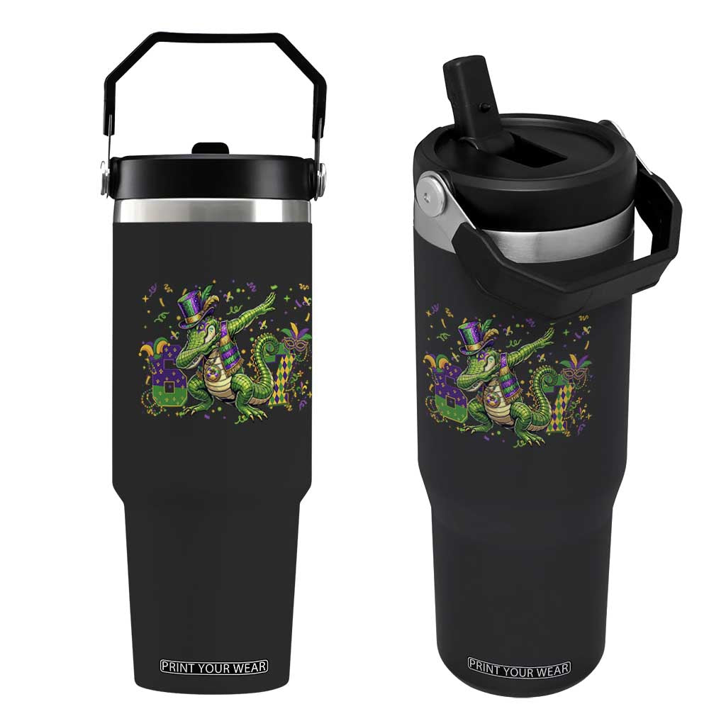 Funny Dabbing Alligator 67 Mardi Gras Six Seven Meme Flip Straw Tumbler TS11 One Size: 30 oz Black Print Your Wear