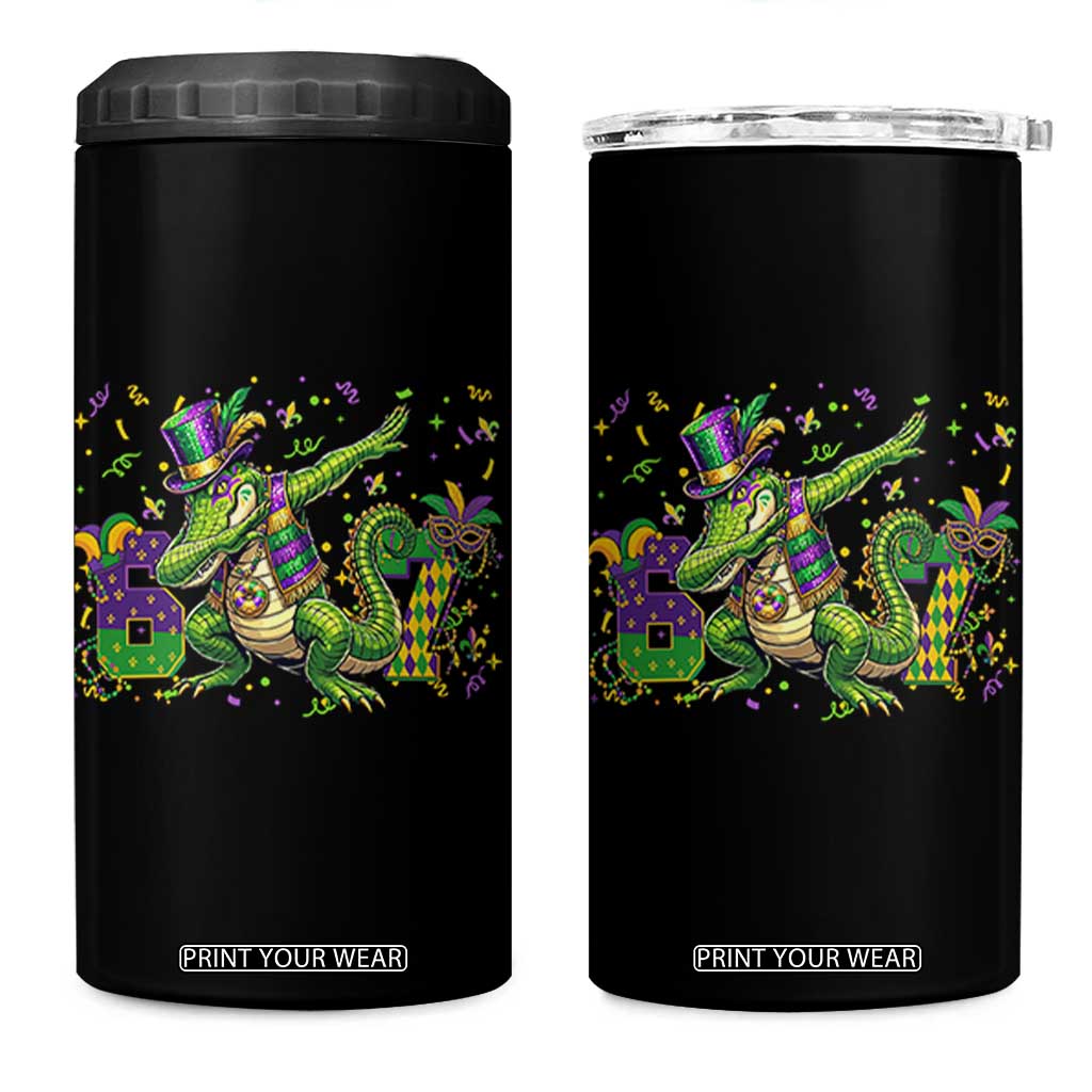 Funny Dabbing Alligator 67 Mardi Gras Six Seven Meme 4 in 1 Can Cooler Tumbler TS11 One Size: 16 oz Black Print Your Wear