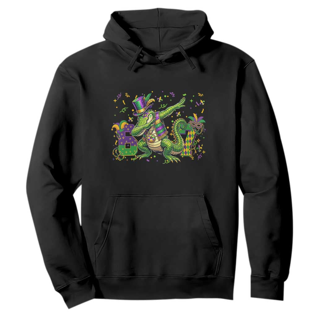 Funny Dabbing Alligator 67 Mardi Gras Six Seven Meme Hoodie TS11 Black Print Your Wear