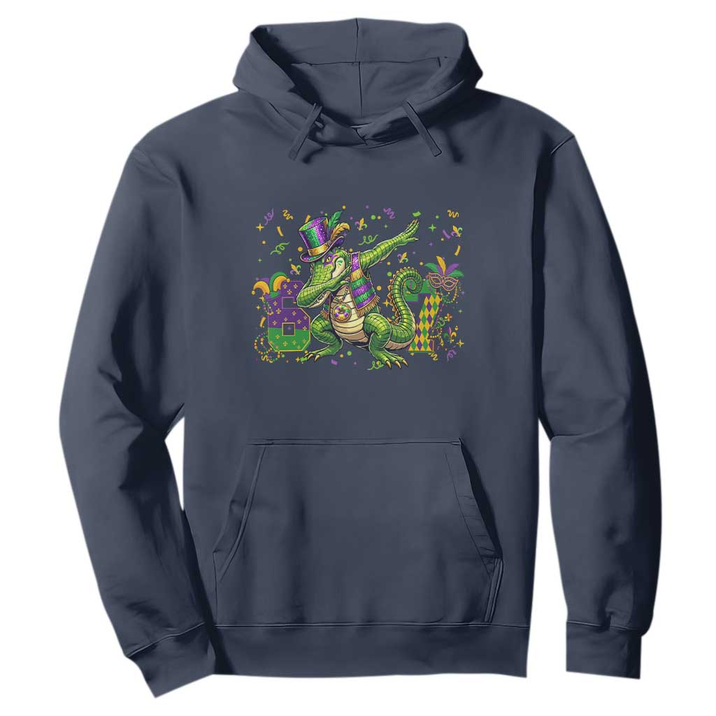 Funny Dabbing Alligator 67 Mardi Gras Six Seven Meme Hoodie TS11 Navy Print Your Wear