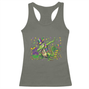 Funny Dabbing Alligator 67 Mardi Gras Six Seven Meme Racerback Tank Top TS11 Military Green Print Your Wear