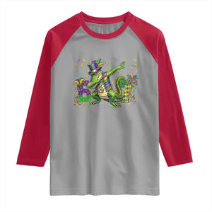 Funny Dabbing Alligator 67 Mardi Gras Six Seven Meme Raglan Shirt TS11 Sport Gray Red Print Your Wear
