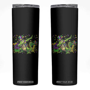 Funny Dabbing Alligator 67 Mardi Gras Six Seven Meme Skinny Tumbler TS11 Black Print Your Wear