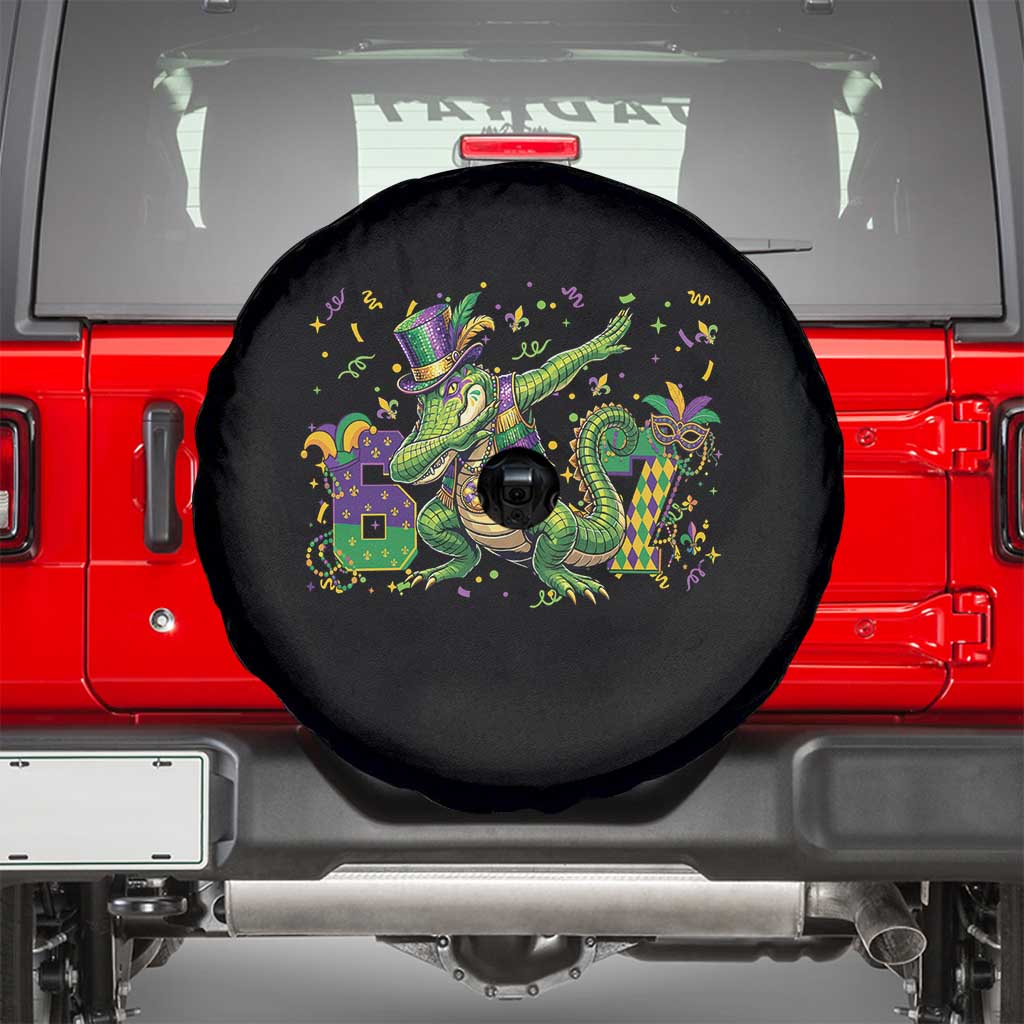 Funny Dabbing Alligator 67 Mardi Gras Six Seven Meme Spare Tire Cover TS11 Black Print Your Wear