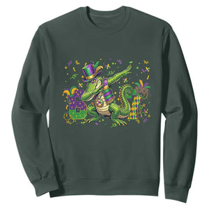 Funny Dabbing Alligator 67 Mardi Gras Six Seven Meme Sweatshirt TS11 Dark Forest Green Print Your Wear