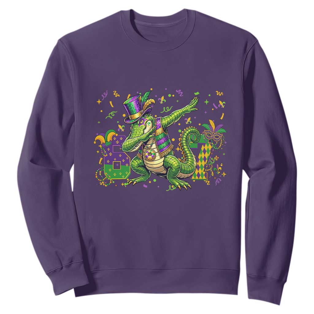 Funny Dabbing Alligator 67 Mardi Gras Six Seven Meme Sweatshirt TS11 Purple Print Your Wear