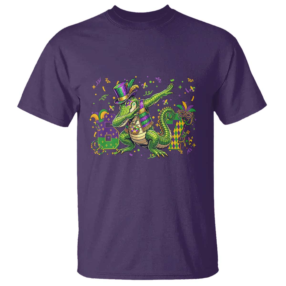 Funny Dabbing Alligator 67 Mardi Gras Six Seven Meme T Shirt TS11 Purple Print Your Wear
