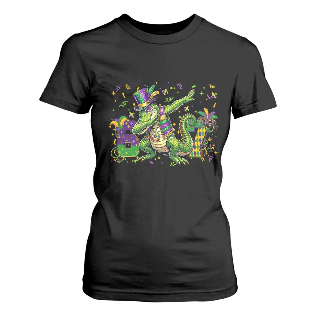 Funny Dabbing Alligator 67 Mardi Gras Six Seven Meme T Shirt For Women TS11 Black Print Your Wear