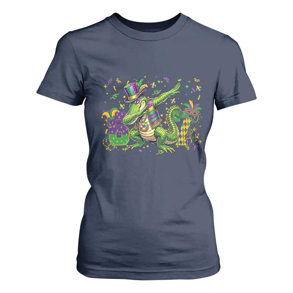 Funny Dabbing Alligator 67 Mardi Gras Six Seven Meme T Shirt For Women TS11 Navy Print Your Wear