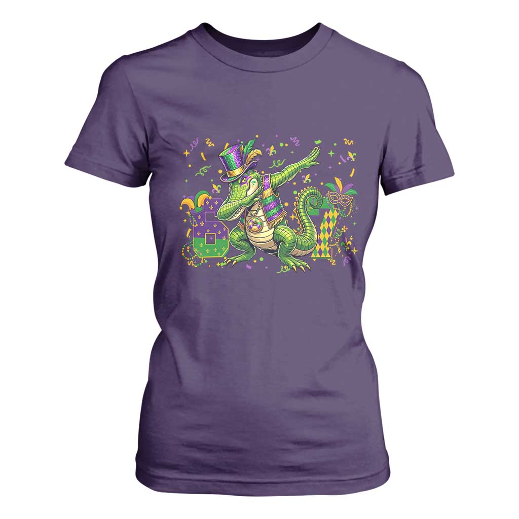 Funny Dabbing Alligator 67 Mardi Gras Six Seven Meme T Shirt For Women TS11 Purple Print Your Wear